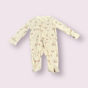 NWT Baby Carter's Ivory Pond Meadow Theme Zip Front Footies Size 3 Months